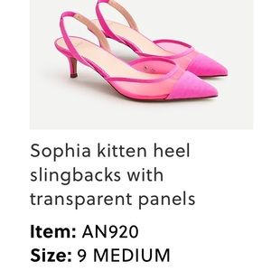 J crew new Sophia kitten heel sling backs 9